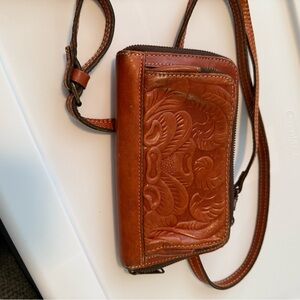 Patricia Nash Floral Embossed Tan Crossbody Bag
